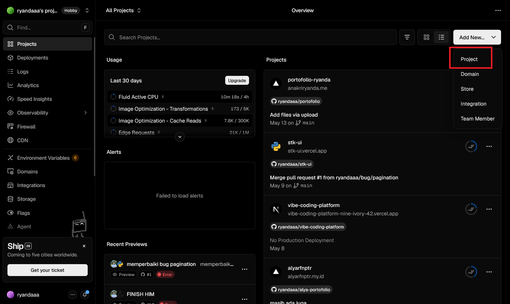 Membuat project baru di Vercel